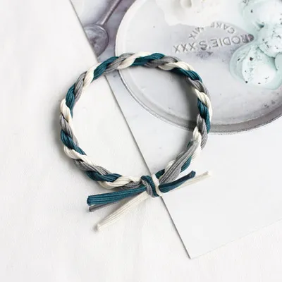 Rubber band hair tie thick leather headband - Green