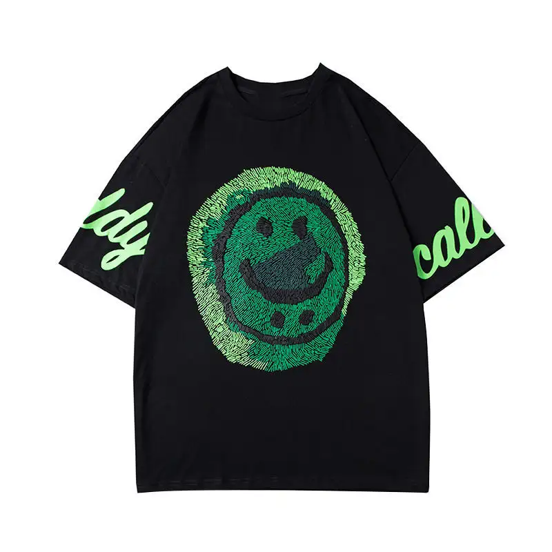 All-match smiley print hip-hop short sleeve
