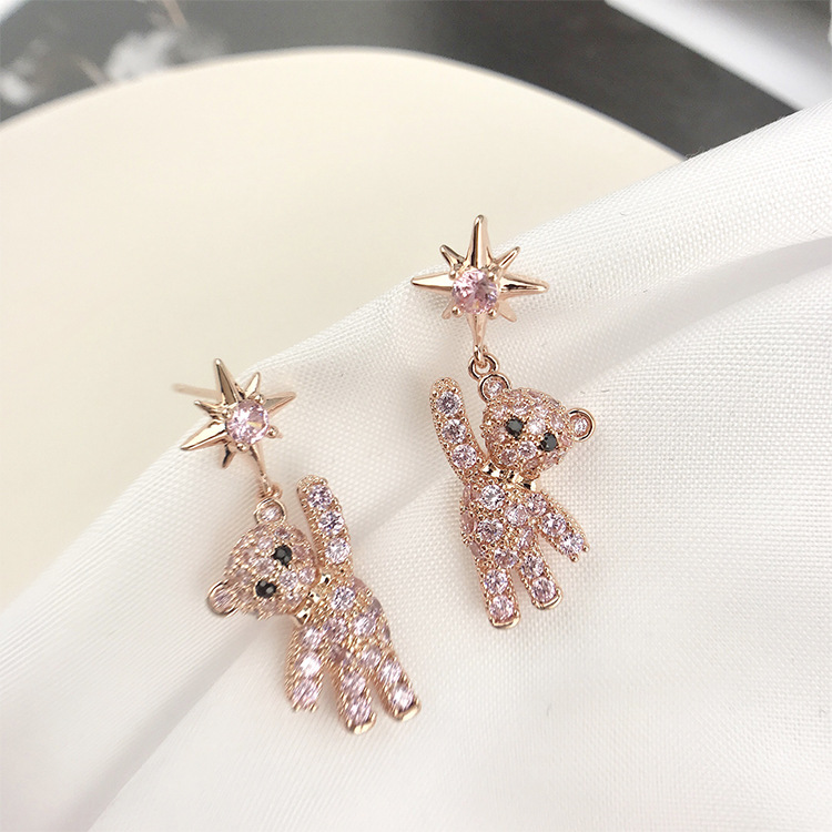 Little Bear 925 Silver Pin Earrings