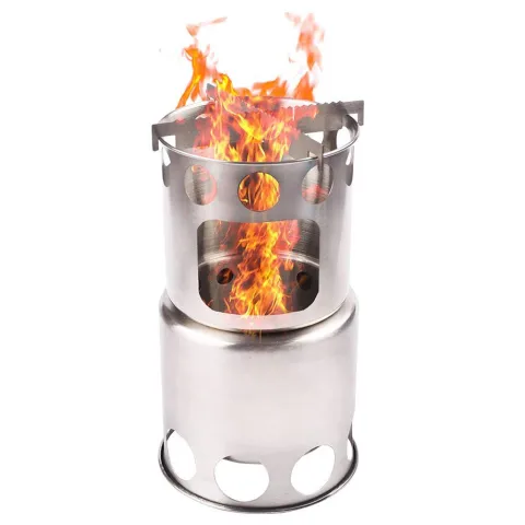 Portable Camping Stove Combo Wood Burning Stainless Steel