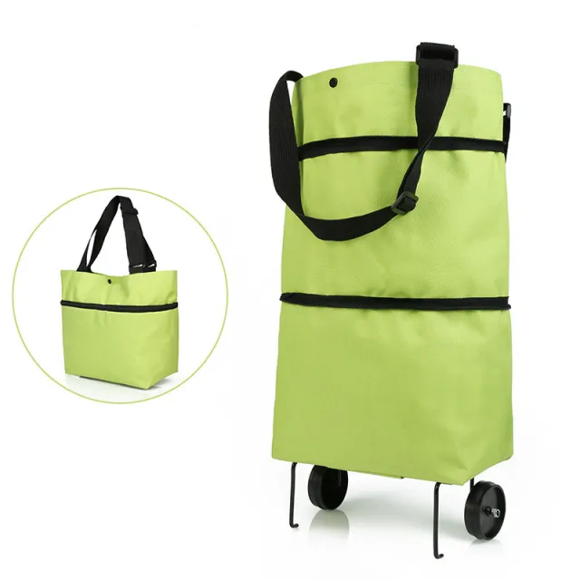 Folding Shopping Carts Reusable Shopping Bags with Wheels Green - Shop at LoveMi
