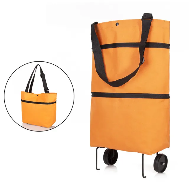 Folding Shopping Carts Reusable Shopping Bags with Wheels Orange - Shop at LoveMi