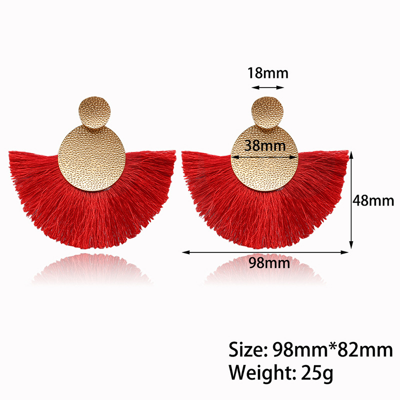 Ladies fringe fan stud earrings