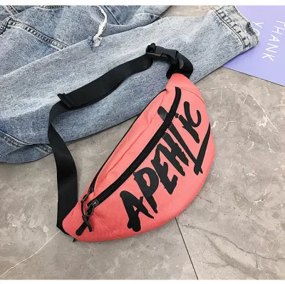 Nylon printed letters small satchel - Pink