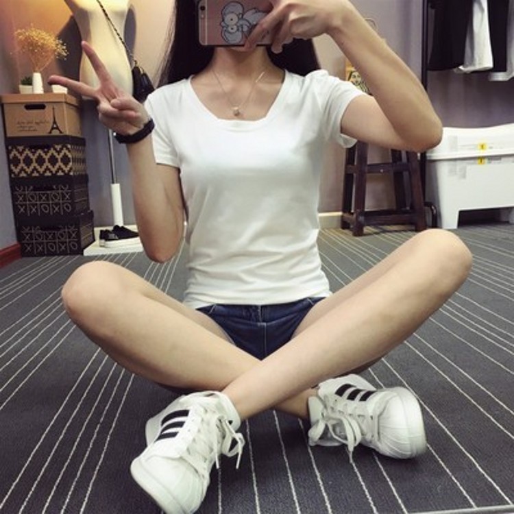 Cotton short sleeve round neck T-shirt