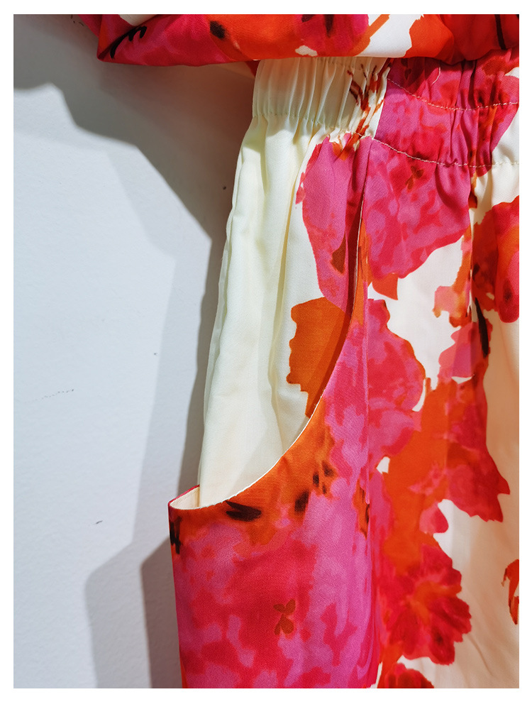 Printed multicolored one-shoulder waist skirt