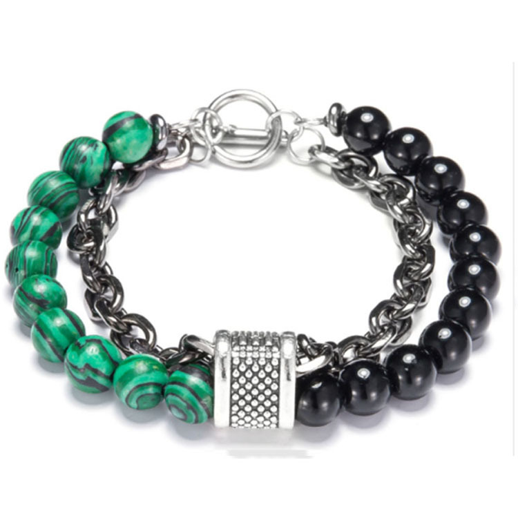 European And American Frosted Map Stone Men's Bracelet