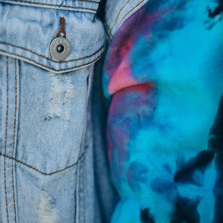 Ladies tie-dye contrast denim jacket