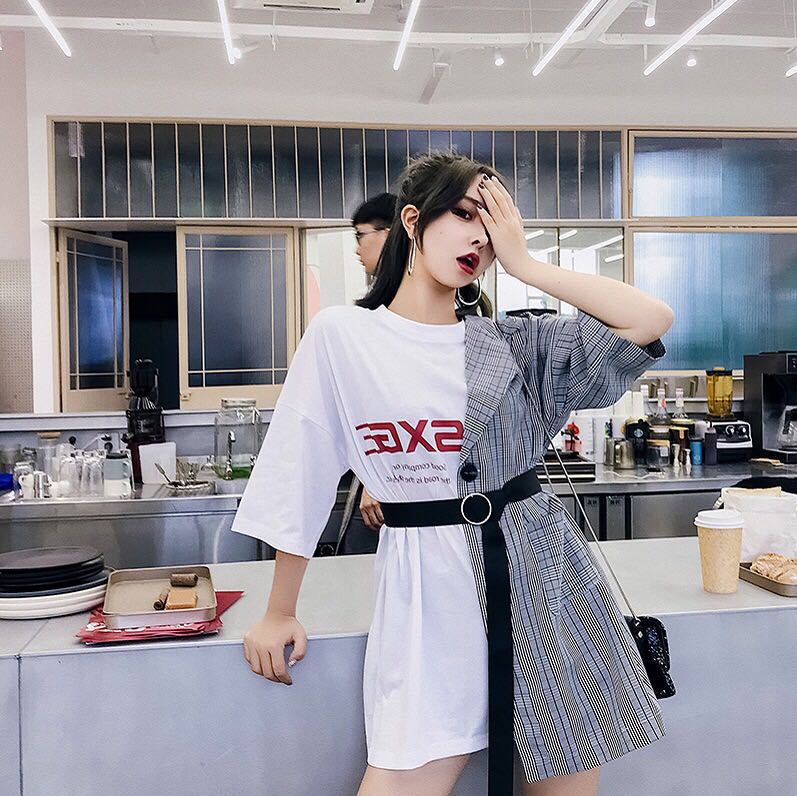 Letter T-shirt skirt dress