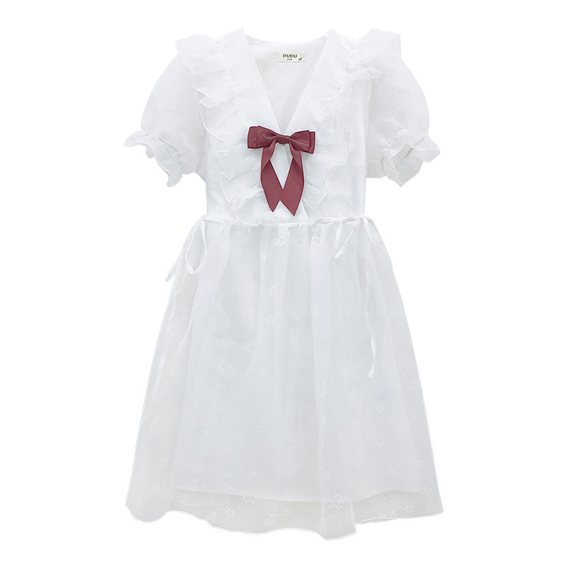 Net yarn sweet floral waist slimming dress