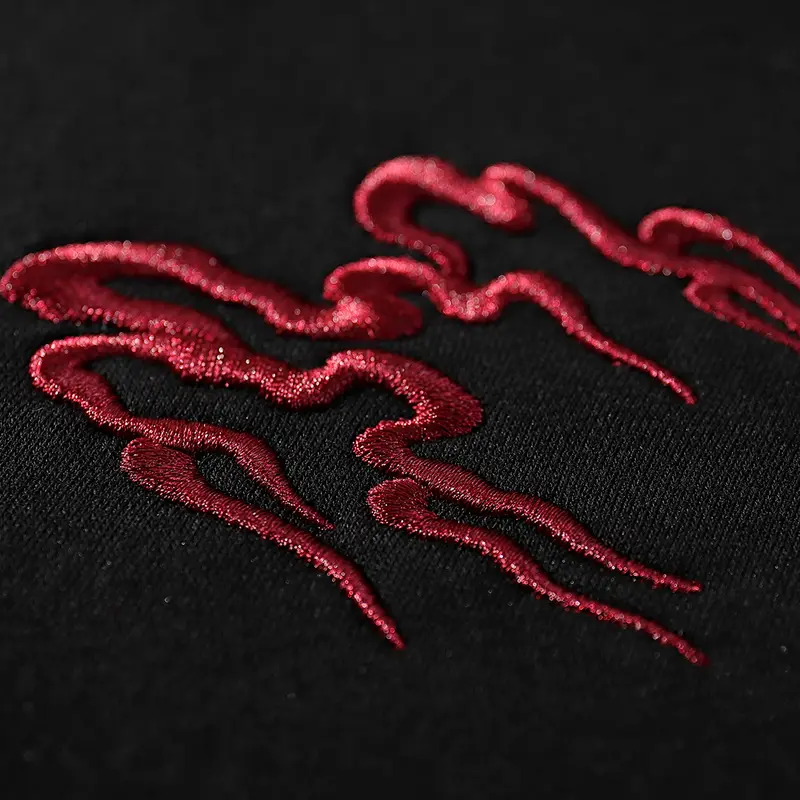 Embroidered hooded plus velvet sweatshirt