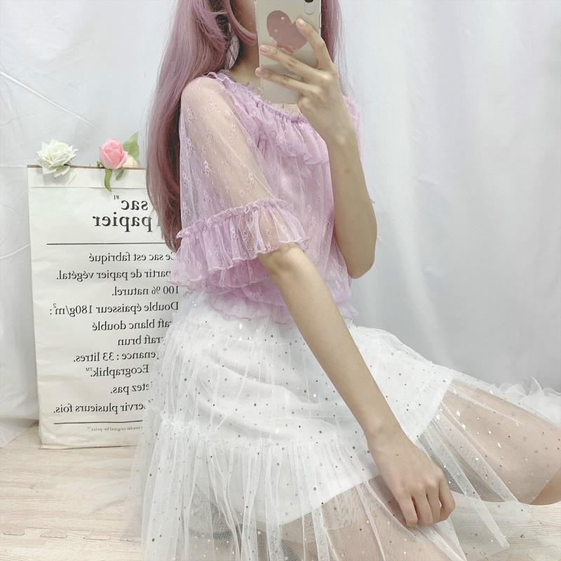 Flared sleeve lace top