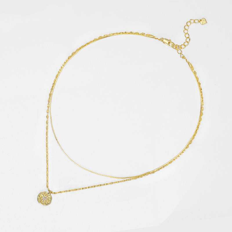 Double layered necklace female eight-pointed star
