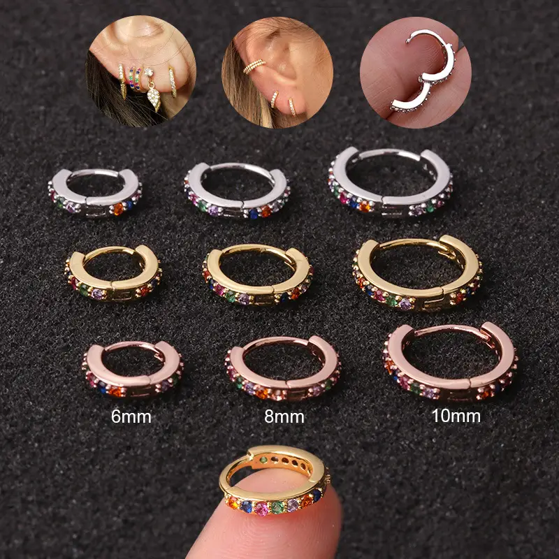 Micro inlaid colorful zircon earrings