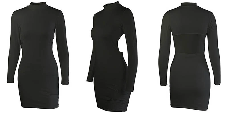 Long Sleeve Backpack Hip Folded Dress