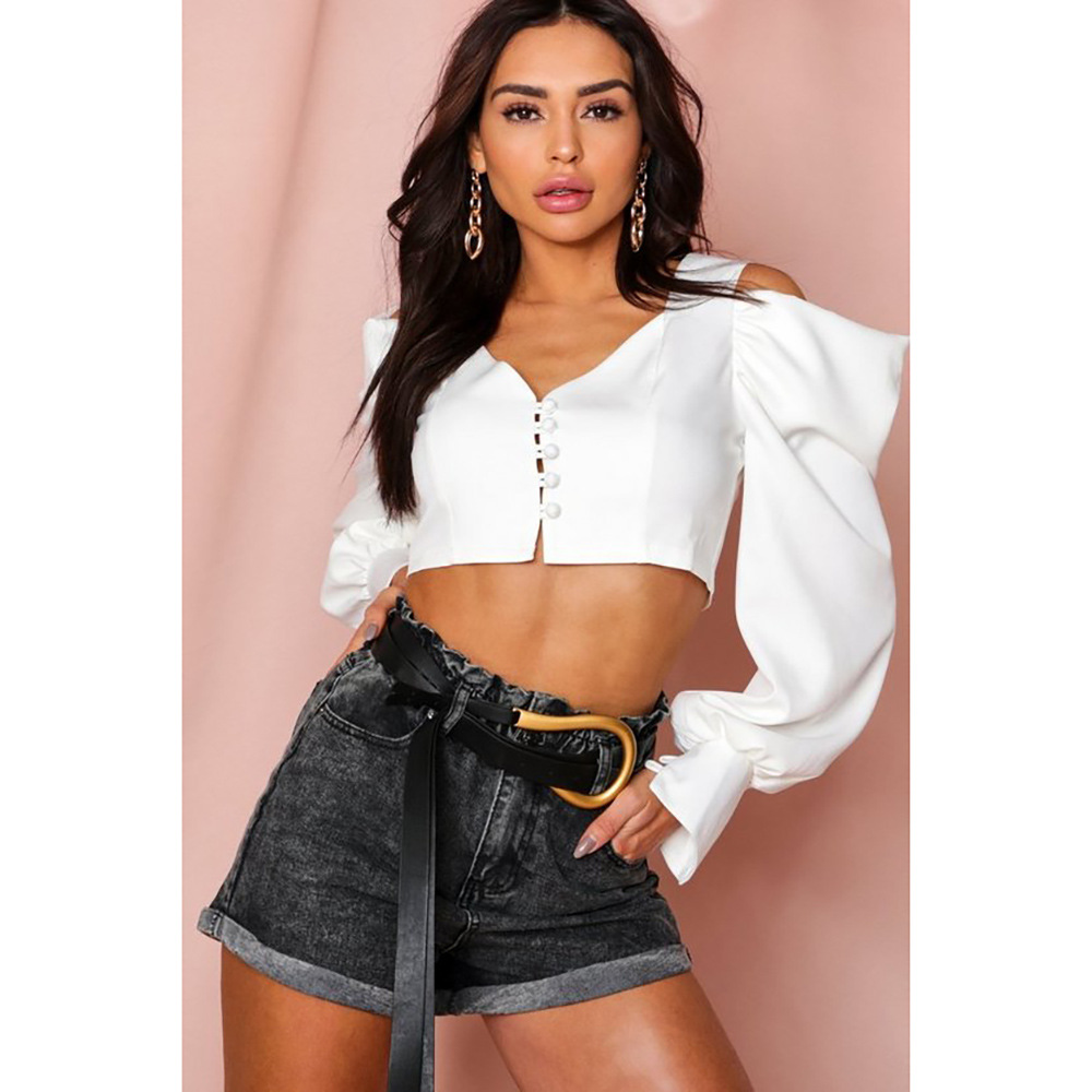 V-neck sexy slim button t-shirt