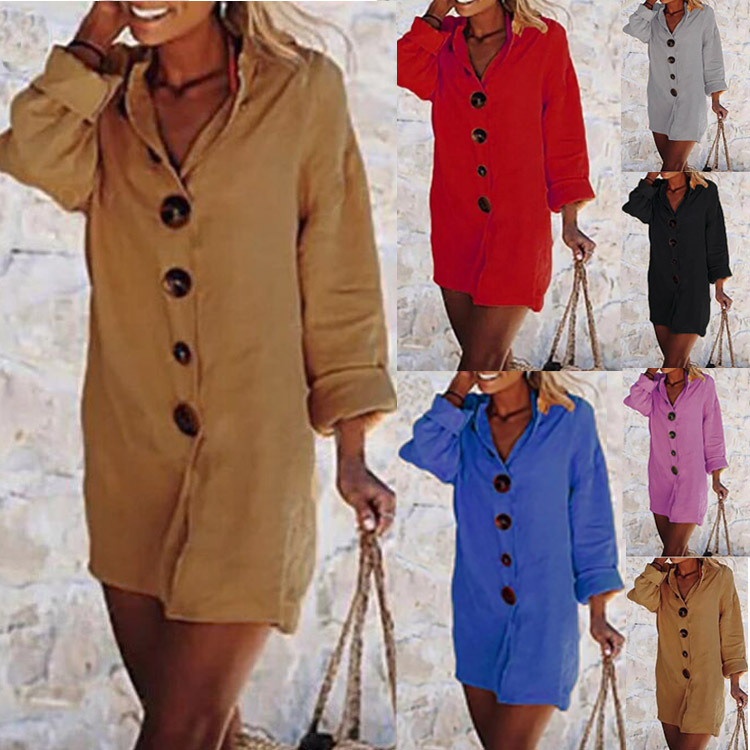 v-neck long-sleeved solid color slim blouse