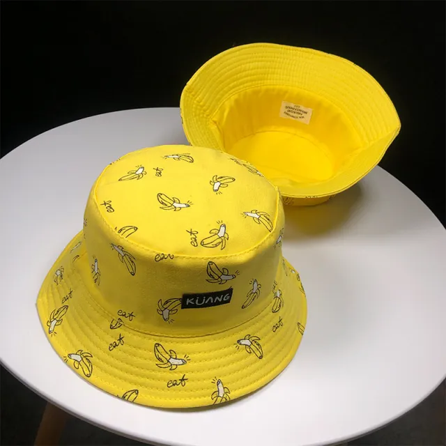 Banana fries Japanese retro canvas fisherman hat Yellow - Shop at LoveMi