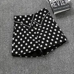 Cuffed high waist wide leg suit hot pants - Wave Point-L - View 1