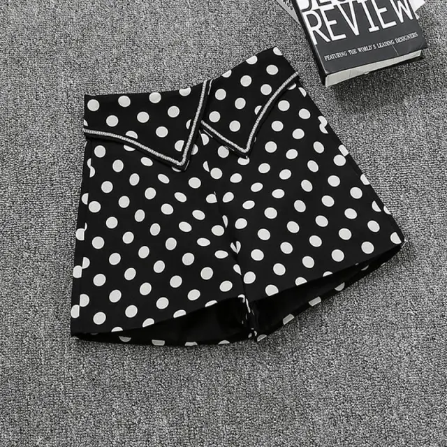Cuffed high waist wide leg suit hot pants Wave Point Xl - Shop at LoveMi