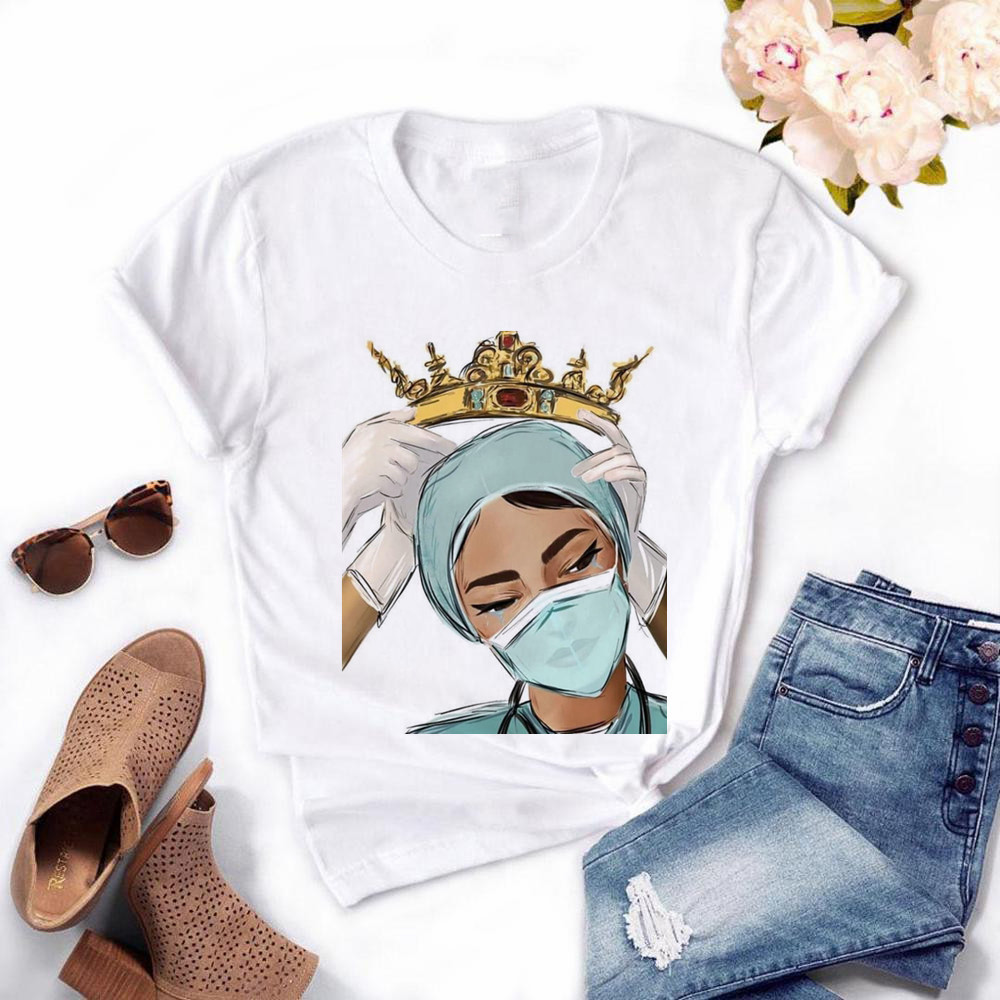 The most beautiful nurse head print short sleeve