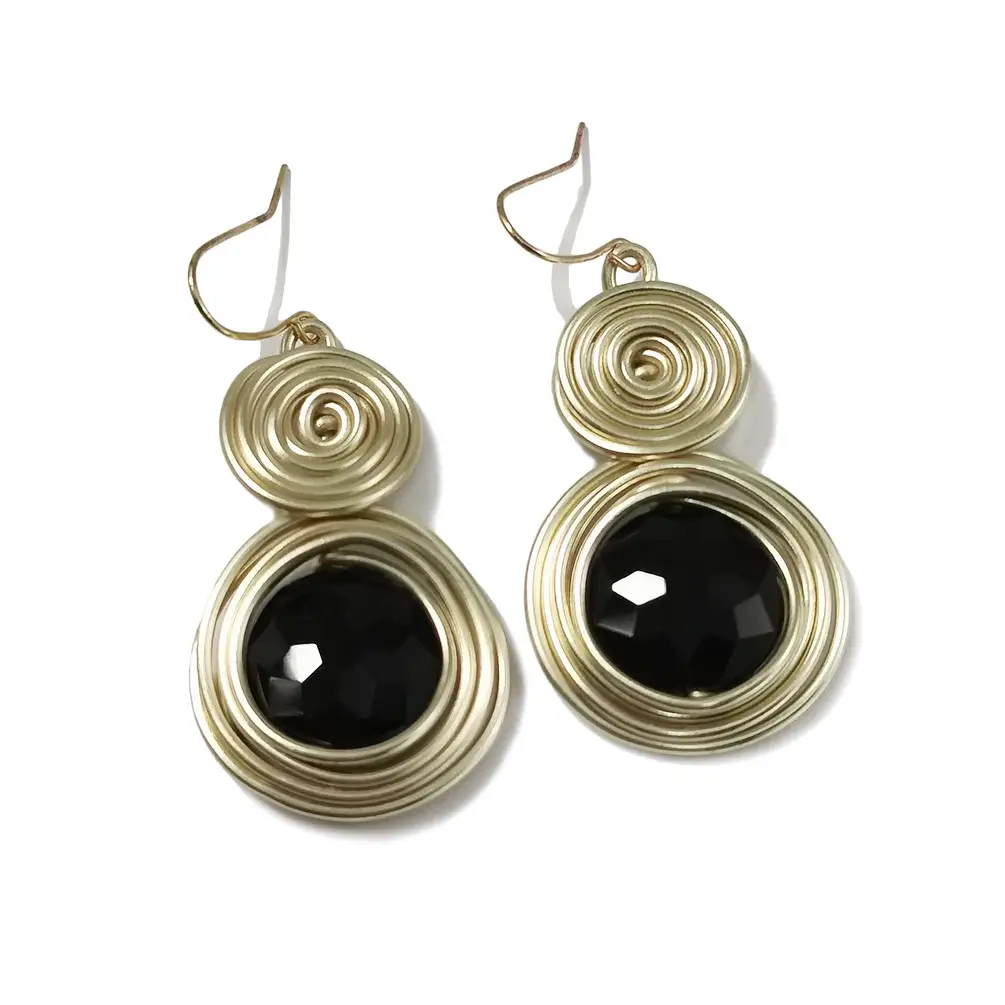 Metal wire spiral earrings
