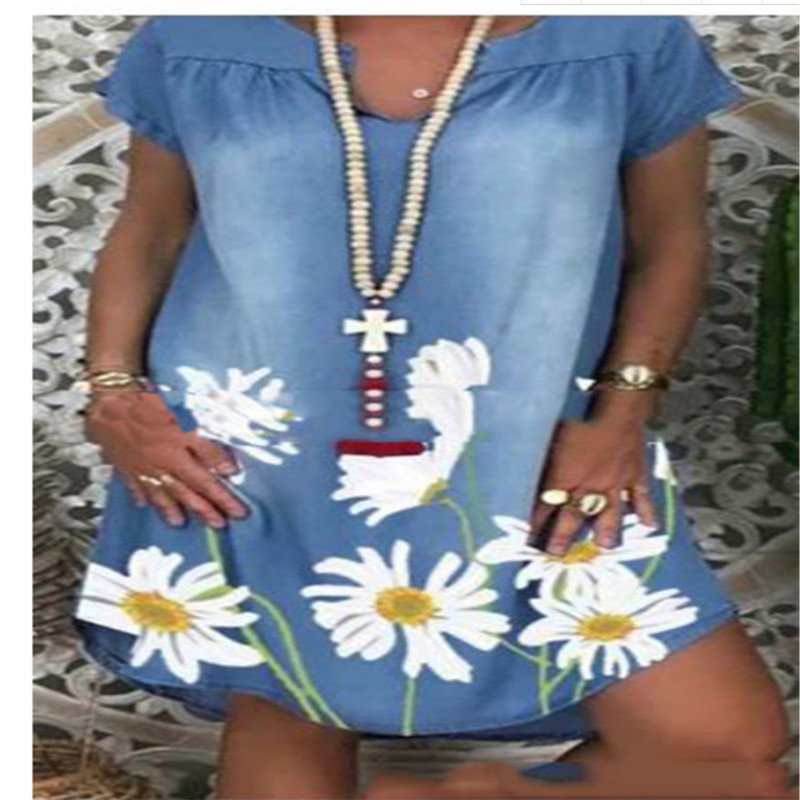 Flower denim dress
