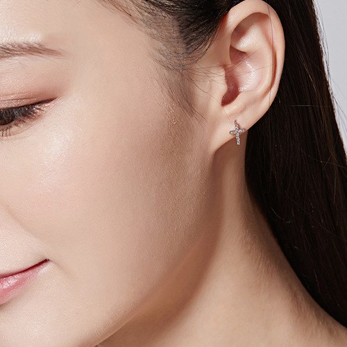 Zircon and elegant cross diamond earrings women