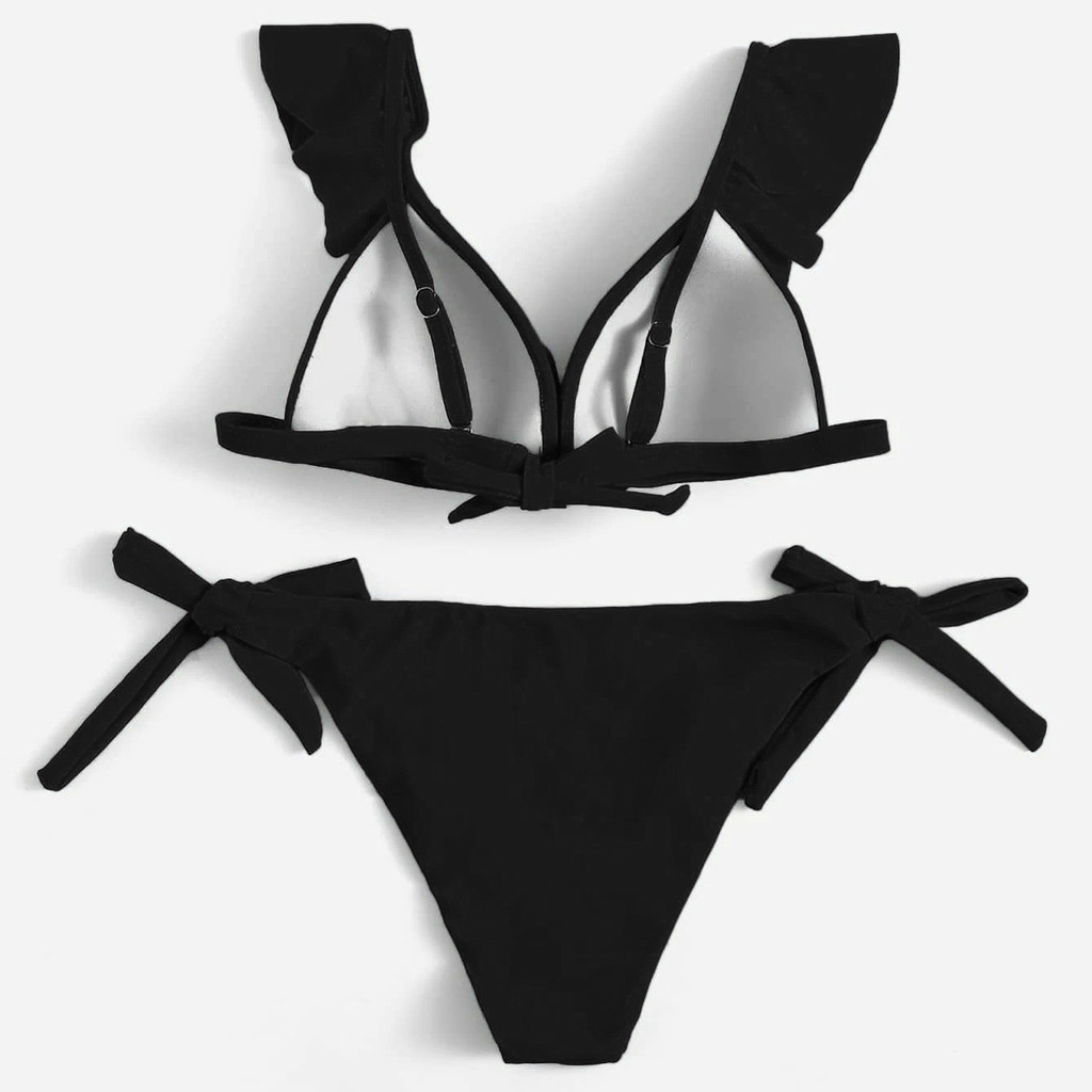 Women’s knotted split ruffle swimsuit