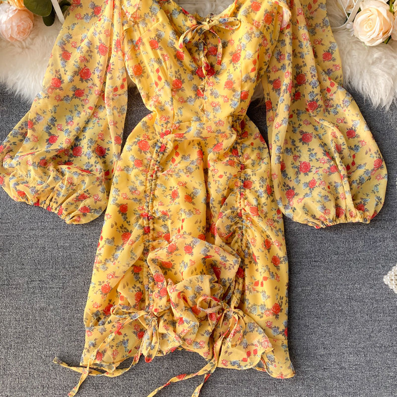 Korean style square neck bubble dress