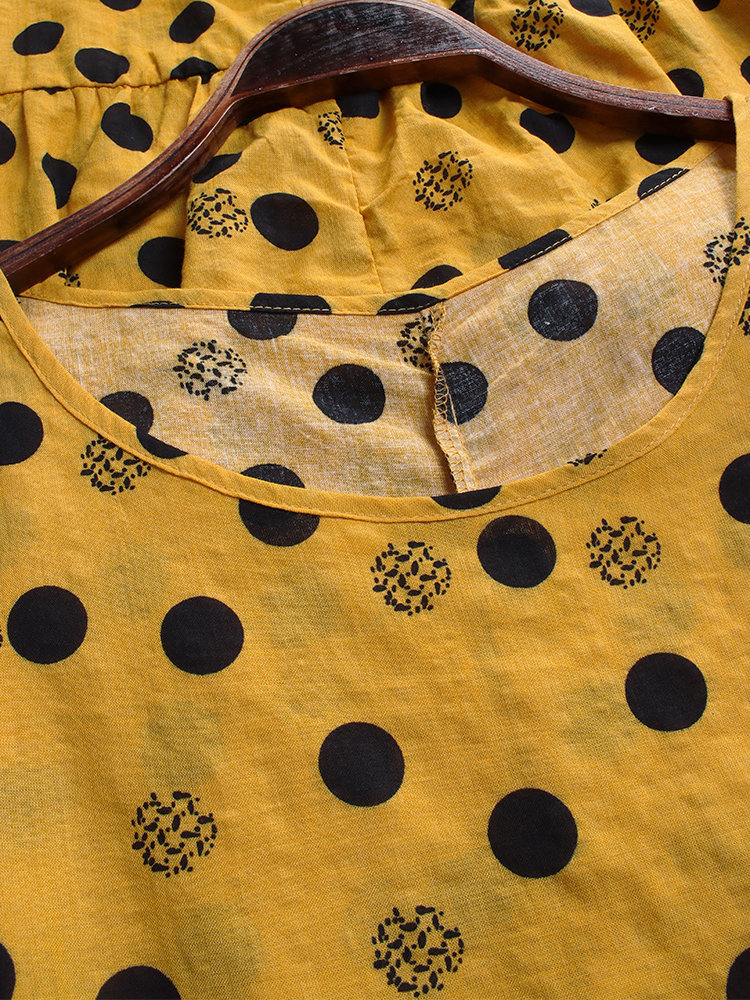 Polka dot two-piece short sleeve loose