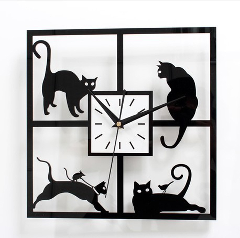 Acrylic Cattail Wall Clock, Silent Movement