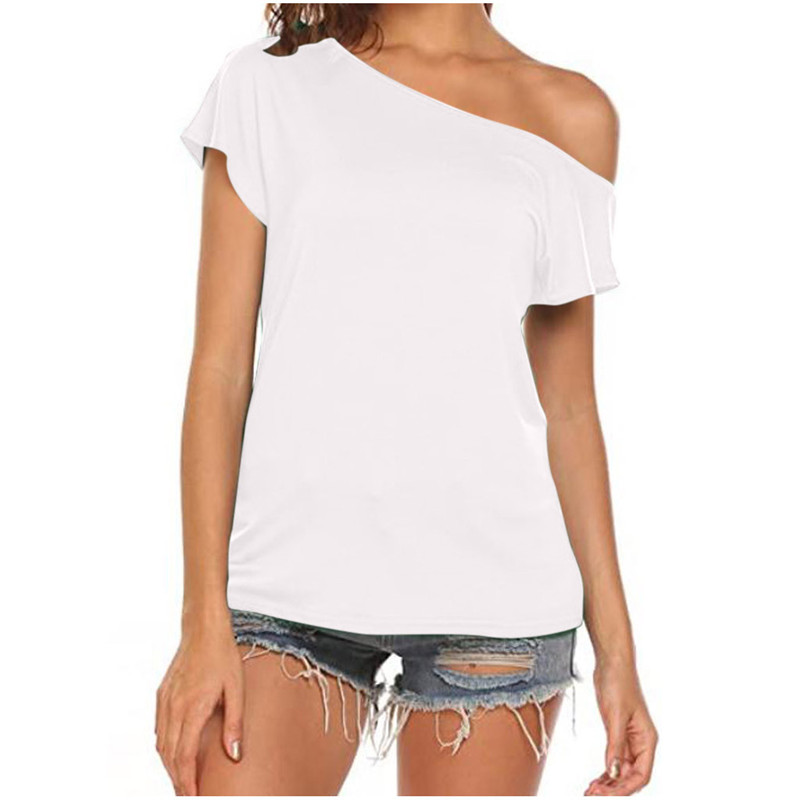 Women's diagonal off-shoulder T-shirt