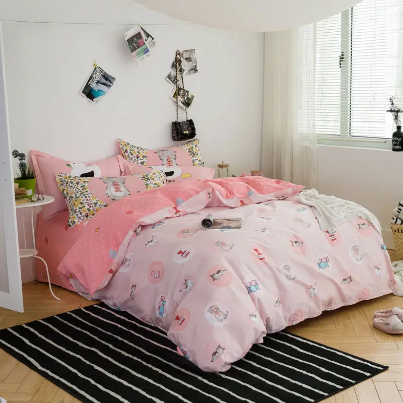 Three-piece cotton printed bed