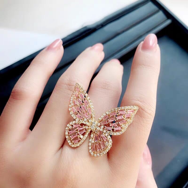 Micro-set zircon butterfly ring