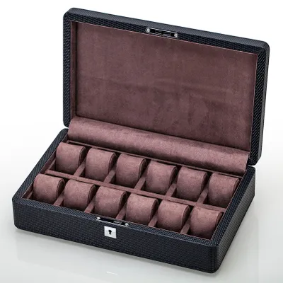 Carbon fiber leather watch box - Brown