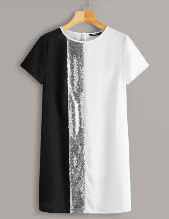 Colorblock dress with sequin detail