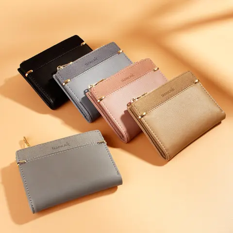 Multi Card Slot Short Zipper Ladies Wallet