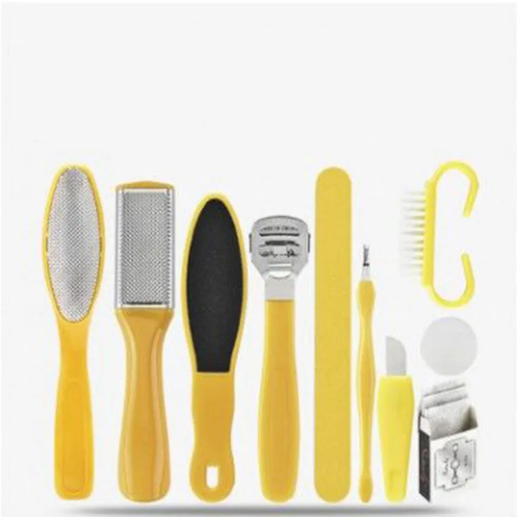 8-in-1 foot board file pedicure set - Yellow Ten In One