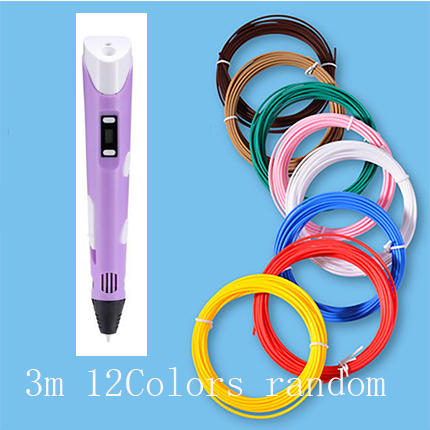 3D print pen 3D pen two generation graffiti 3D stereoscopic paintbrush children puzzle painting toys Purple 3M USB