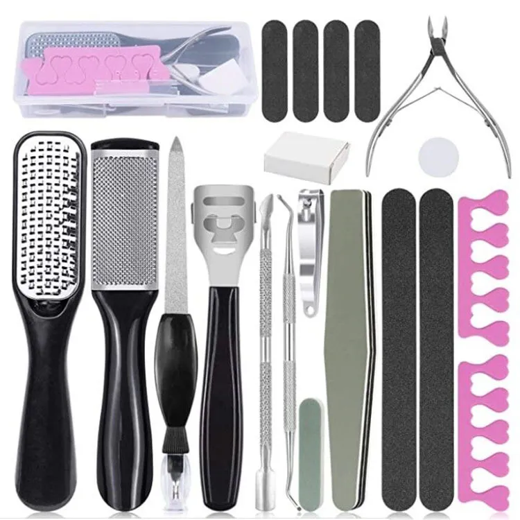 8-in-1 foot board file pedicure set - Black 21Piece Set