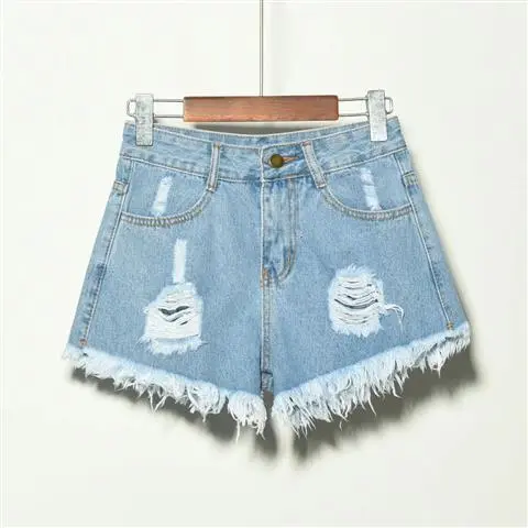 Ripped loose denim shorts - Light Blue