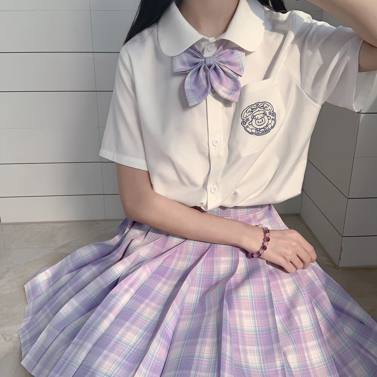 White shirt pleated skirt two-piece jk uniform