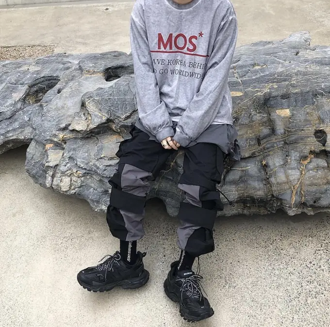 Multi-pocket cargo loose wide-leg pants