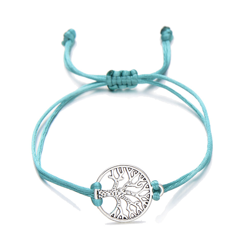 Simple hand-woven red rope tree of life bracelet