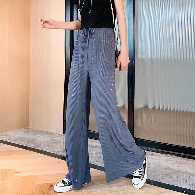 Chiffon trousers straight starry sky pants Blue - Shop at LoveMi