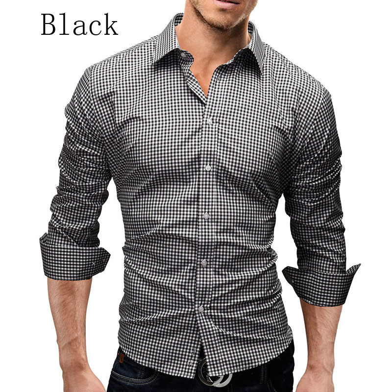 Men's multicolor small plaid cotton shirt