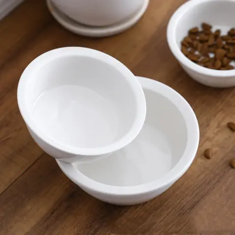 Pet Food Bowl Ceramic Double