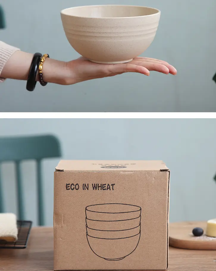 Household wheat straw meal bowl set