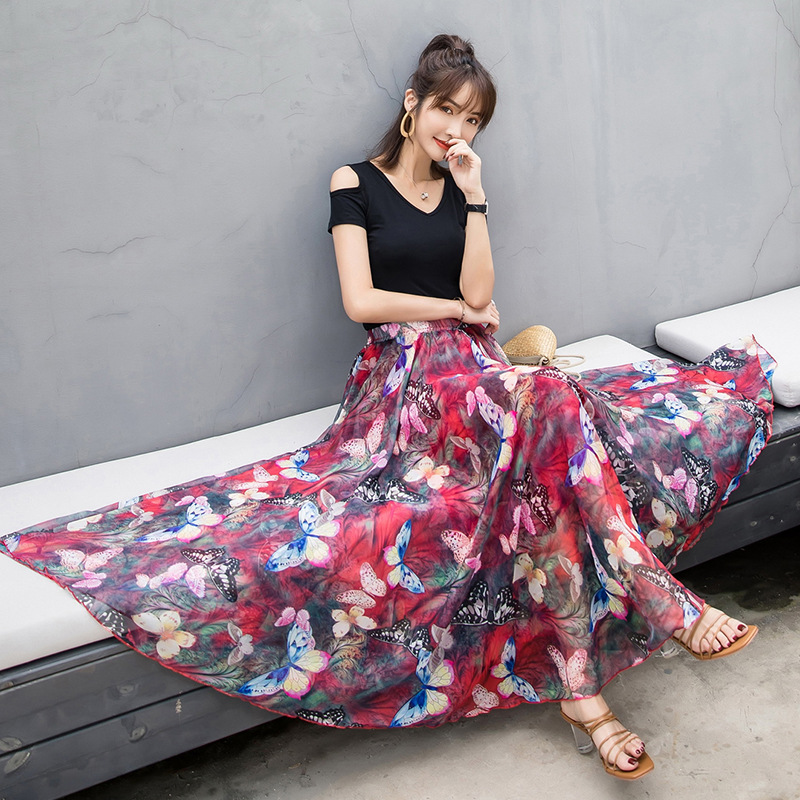 Chiffon square silk skirt